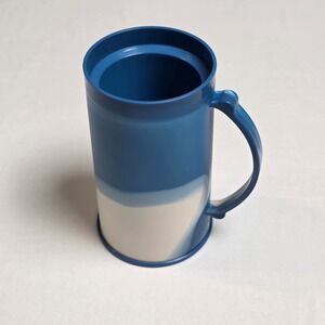 Sun Squad Freezer Mug Blue White Marbled Double Wall BPA Free Plastic Frosty Mug